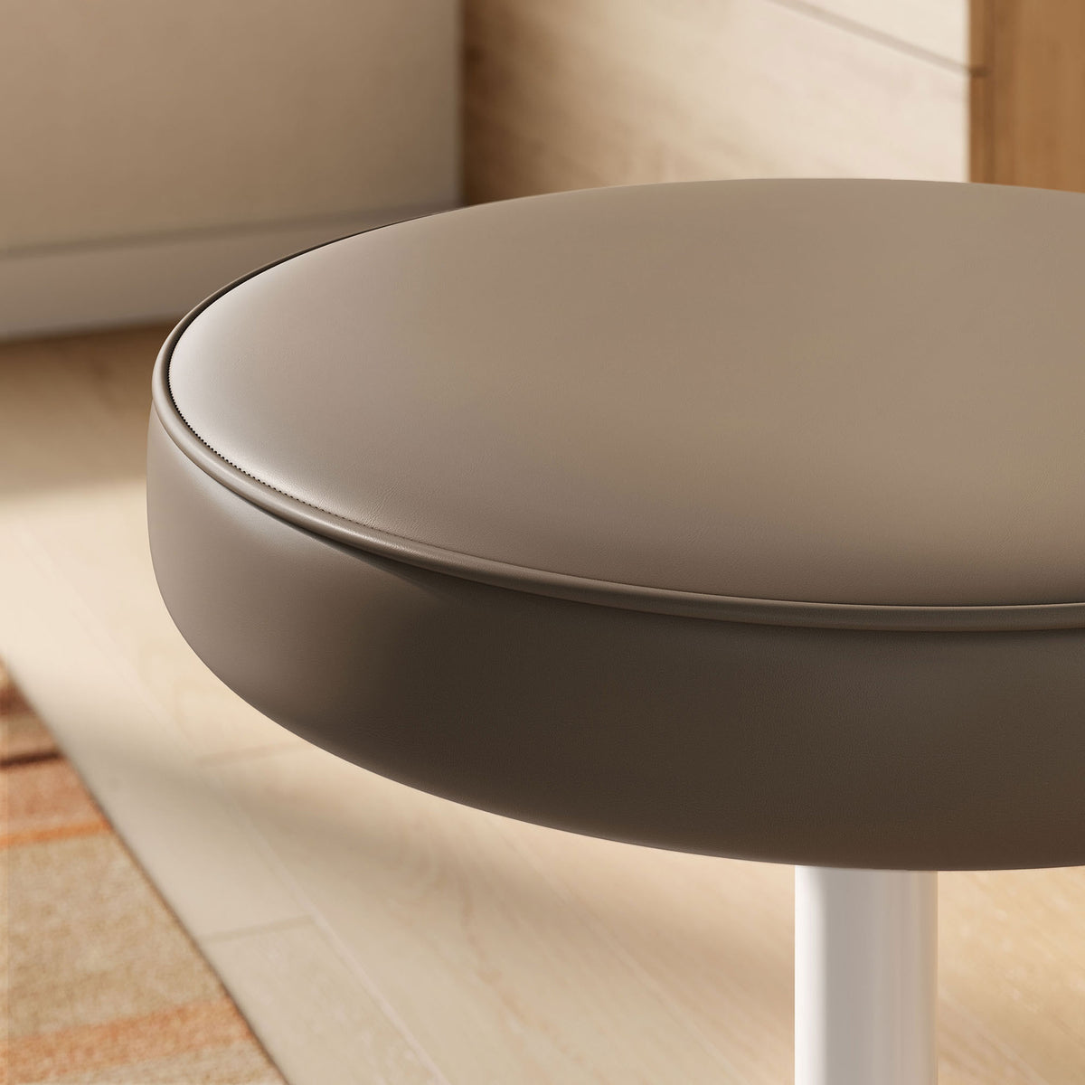 Lipton Vegan Leather Round Stool Mushroom Brown