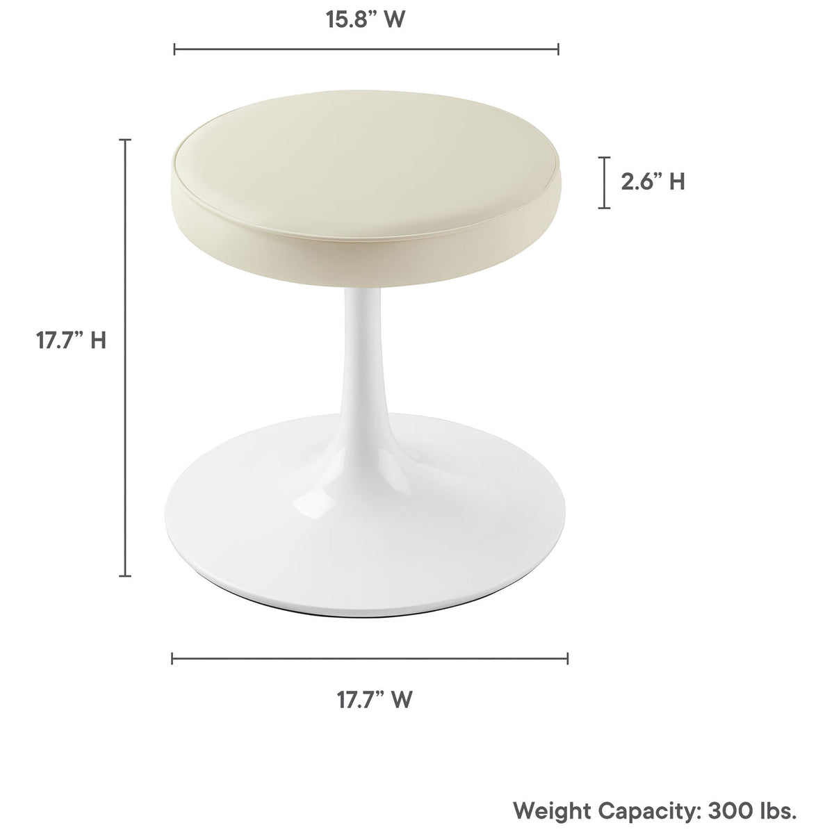 Lipton Vegan Leather Round Stool Stone