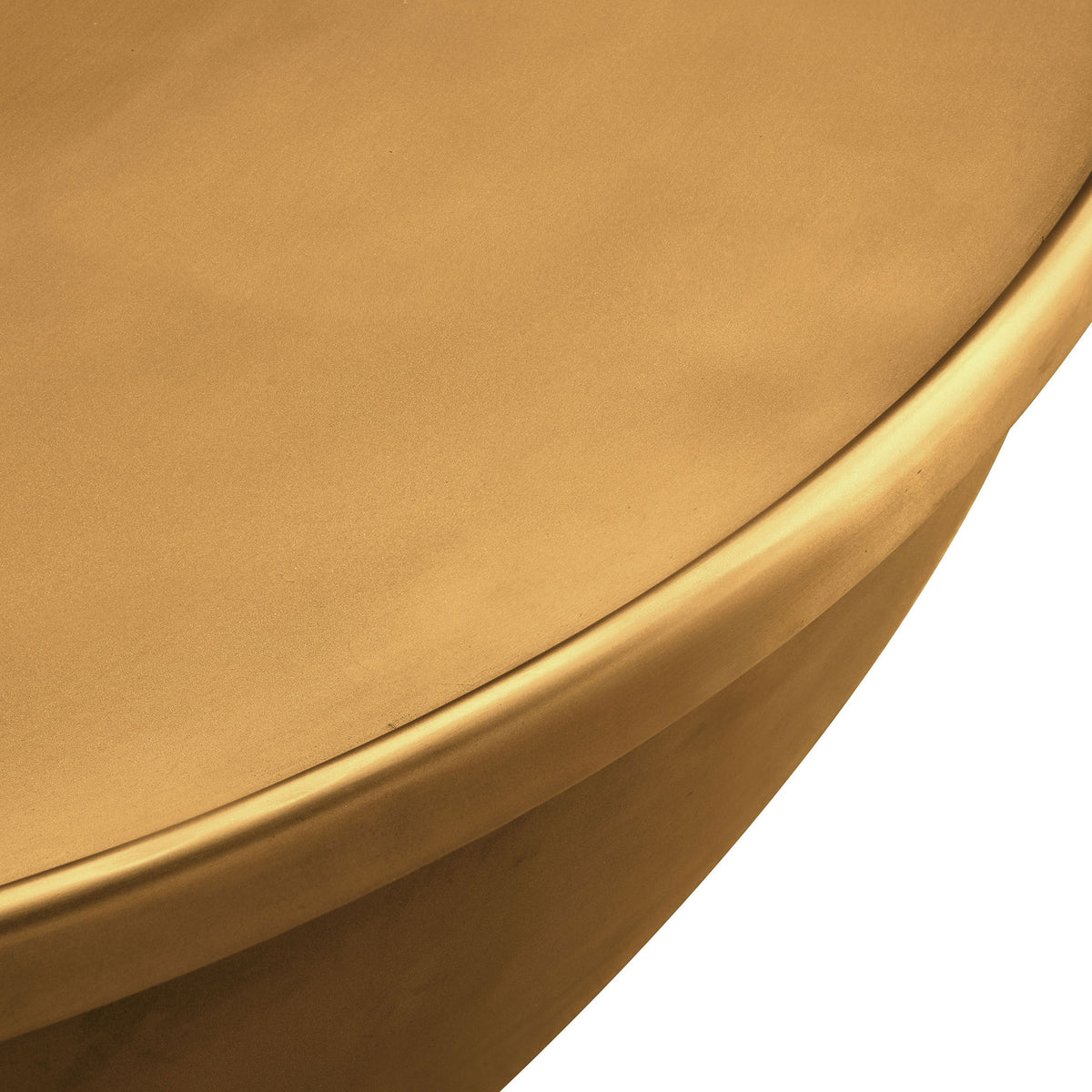 Hand-finished brass sheen with refined rim detailing elevates this modern metal coffee table || EEI-7277-BBR || detail_studio