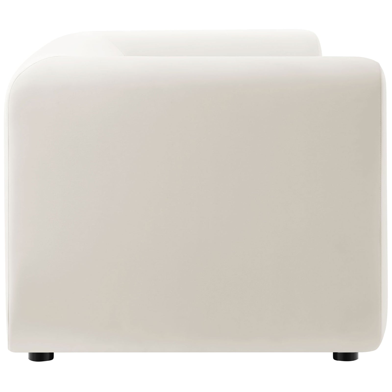Thickly padded roll arm and plush cushioning emphasize the clean, streamlined profile of this alabaster sofa || EEI-7281-ALA || side_studio
