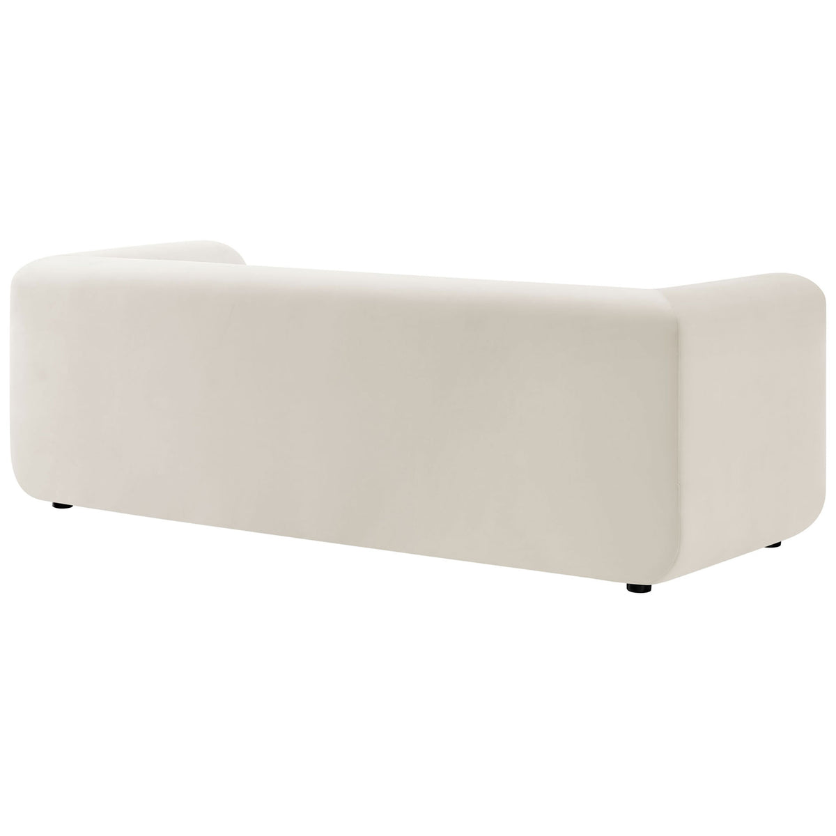 Smooth, continuous back panel wrapped in alabaster performance velvet for a tailored, minimalist sofa look || EEI-7281-ALA || back_studio