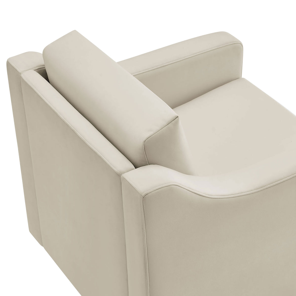 Curved arm detail and neatly piped seams highlight the chair's refined craftsmanship. || EEI-7282-ALA || detail_studio