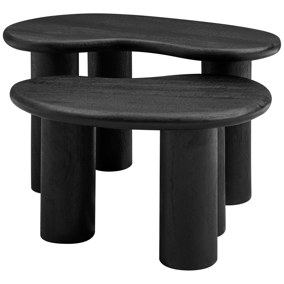 Minimalist organic silhouettes bring modern warmth, crafted from solid mango wood with felt-protected bases || EEI-7283-BLK || front_studio