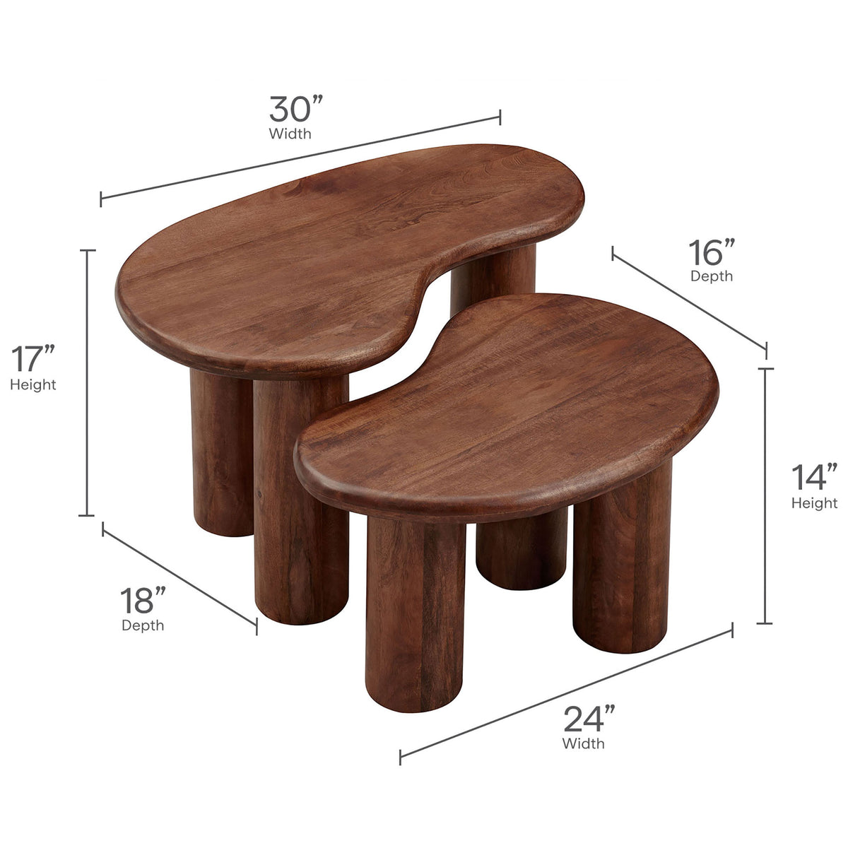 Versatile sizes for the two nesting tables make them a seamless fit for compact or spacious living rooms || EEI-7283-WAL || dimension_studio