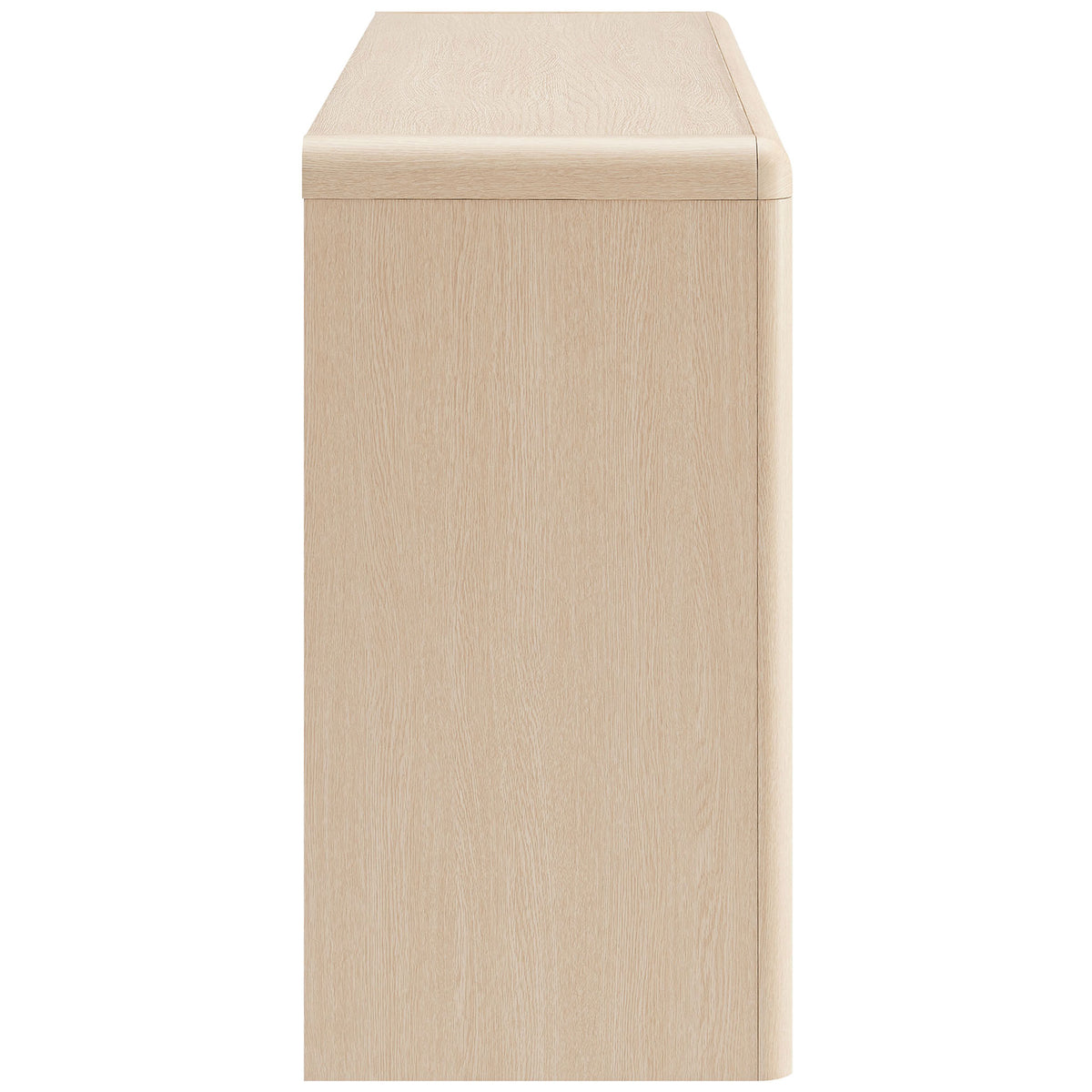 Smooth ash wood side panel of the Evren sideboard with softly rounded top corners. || EEI-7287-ASH || side_studio