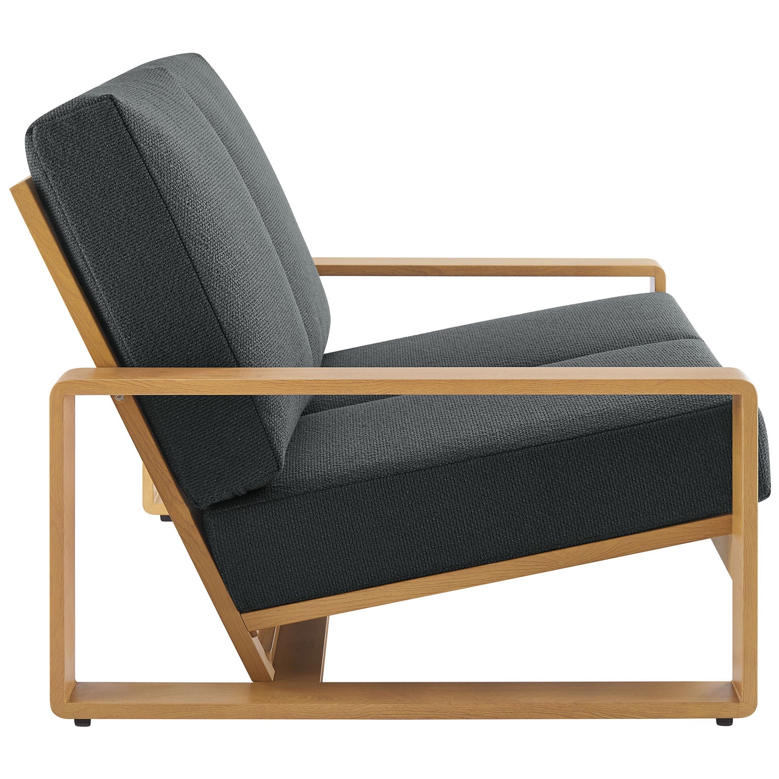 Angled seat and generous charcoal cushions rest within a clean-lined faux wood frame || EEI-7297-CHA-NAT || side_studio