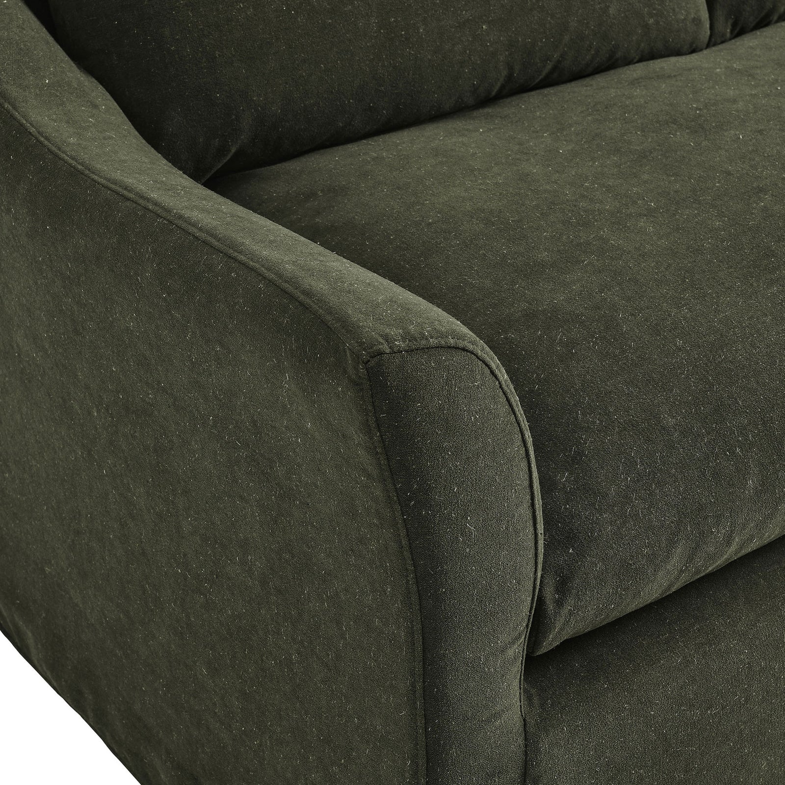 Curved sofa arm highlights the linen blend fabric texture and neatly tailored slipcover seams || EEI-7310-SGE || detail_studio
