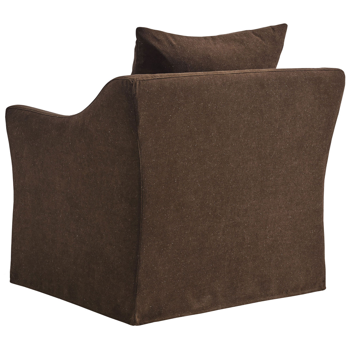 Tailored slipcover silhouette with plush back cushion and clean, minimalist lines || EEI-7312-COA || back_angle_studio