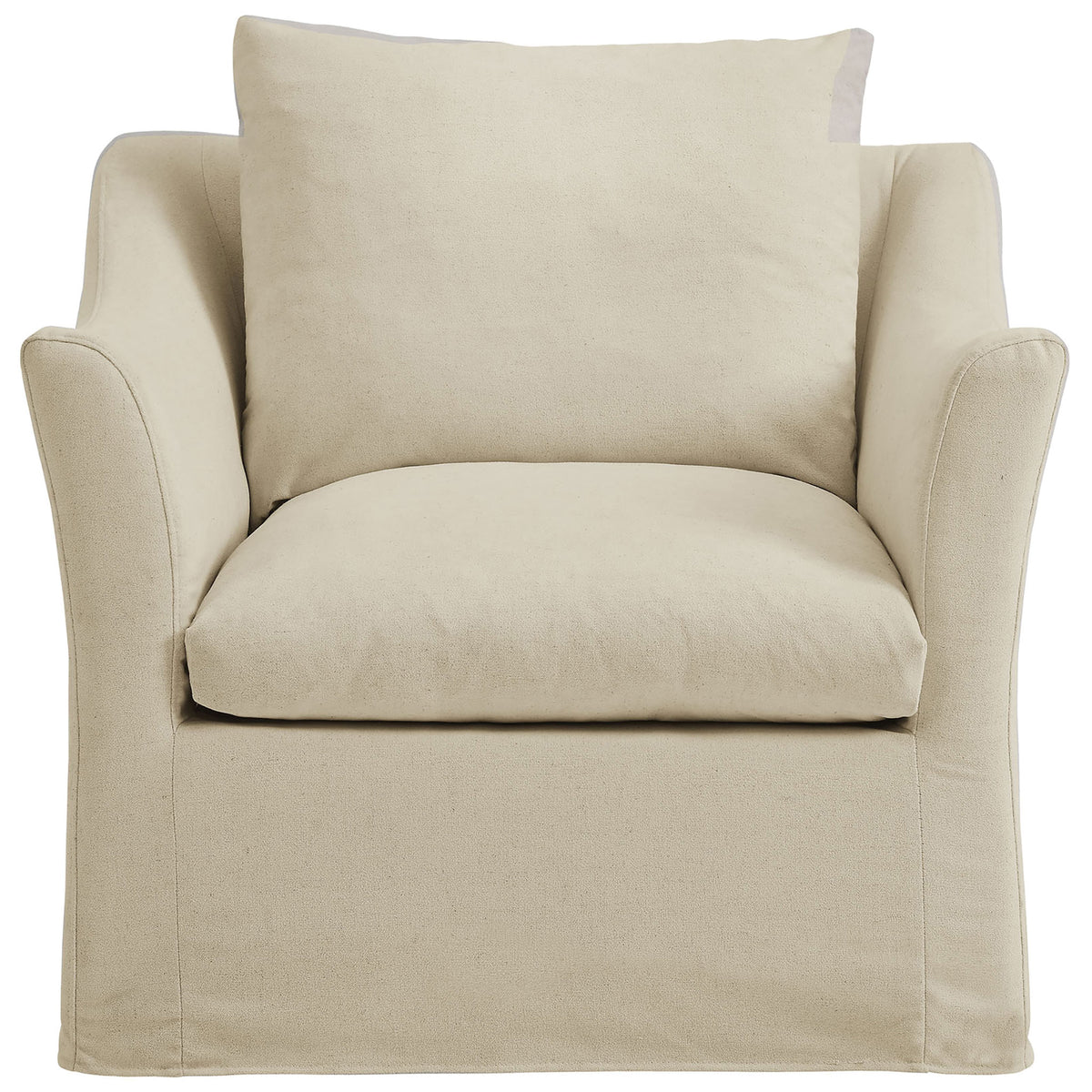 Deep seat and supportive cushioning deliver inviting comfort in a linen-blend slipcovered design || EEI-7312-LIN || front_studio