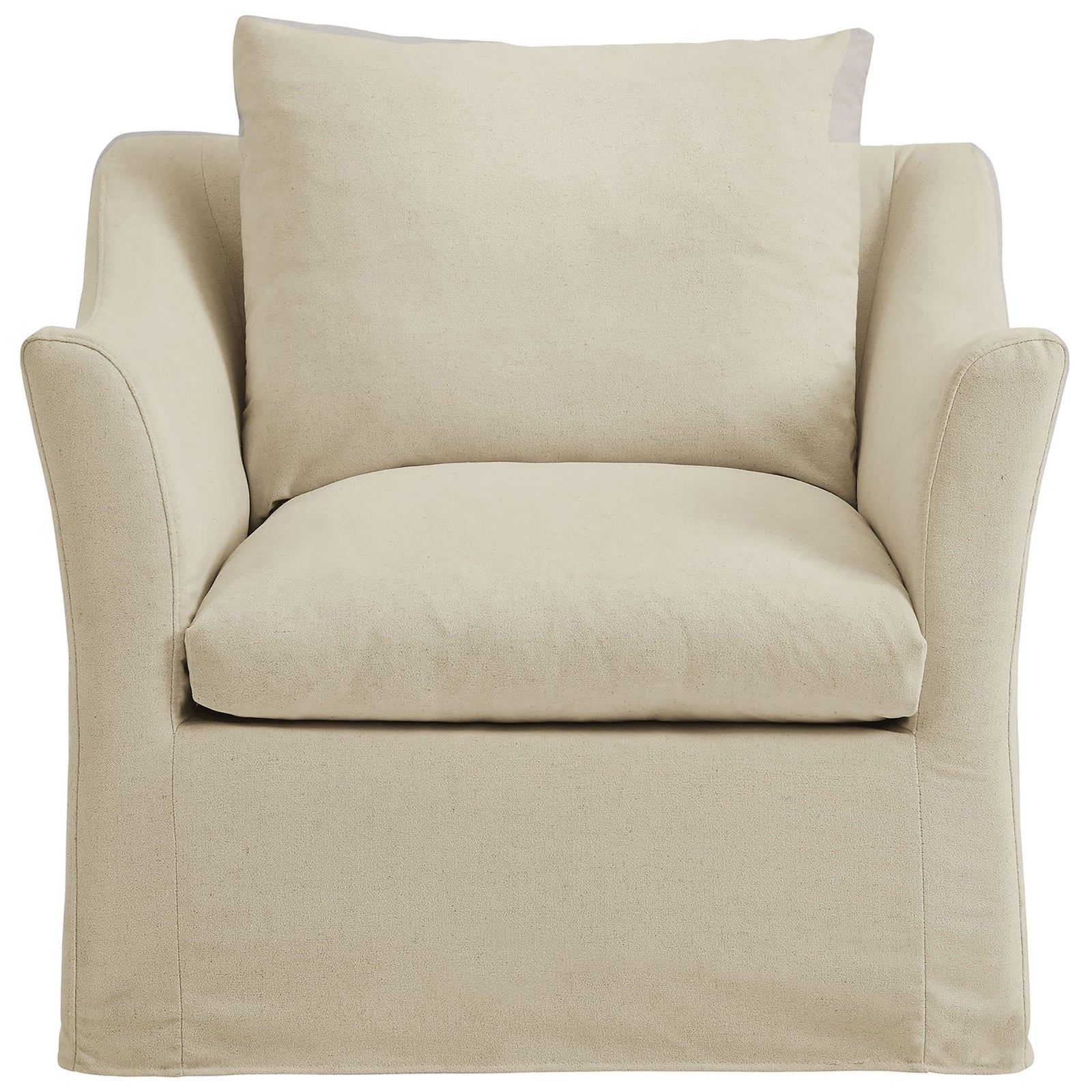 Deep seat and supportive cushioning deliver inviting comfort in a linen-blend slipcovered design || EEI-7312-LIN || front_studio