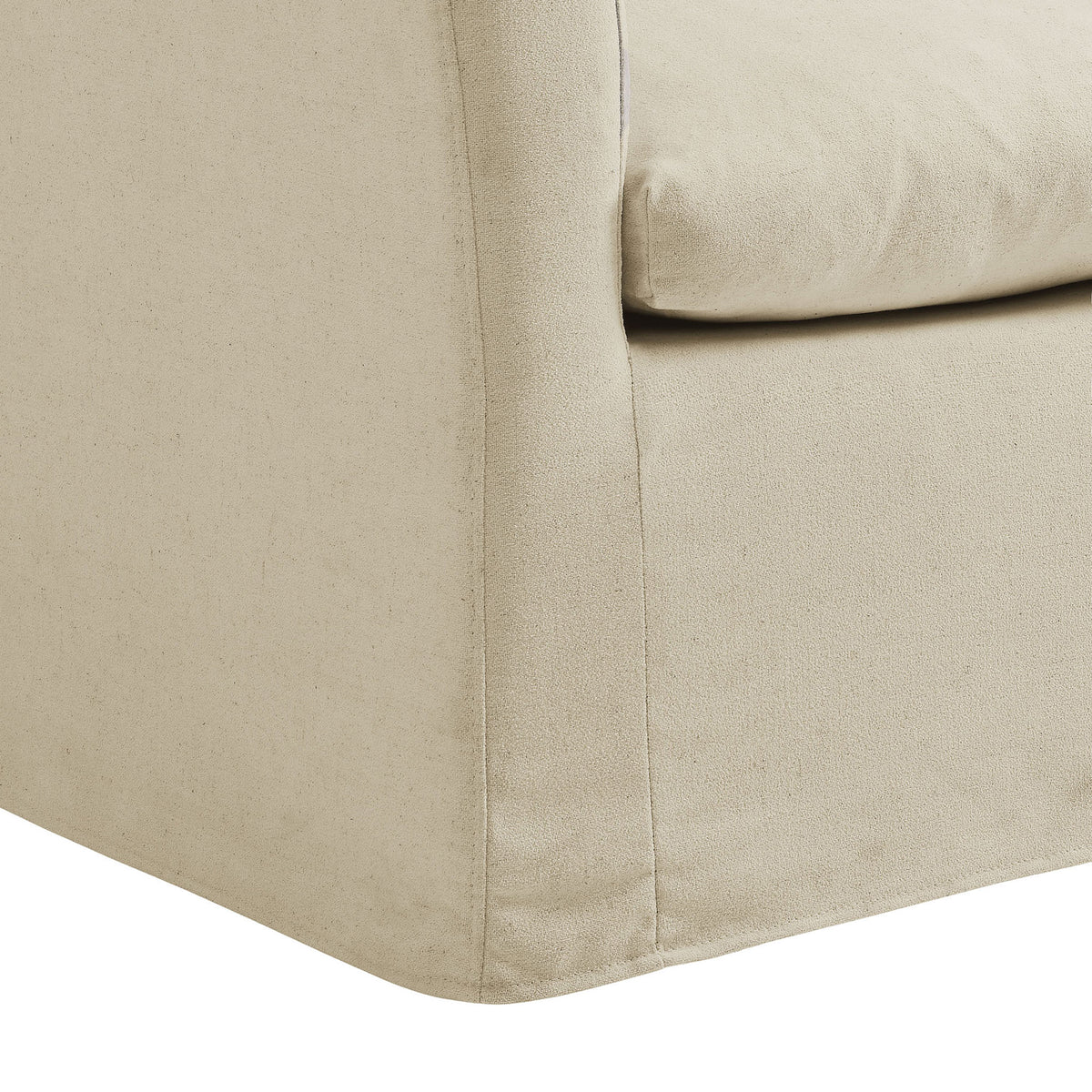 Skirted base and neat stitching showcase the chair's refined, slipcovered craftsmanship || EEI-7312-LIN || leg_studio