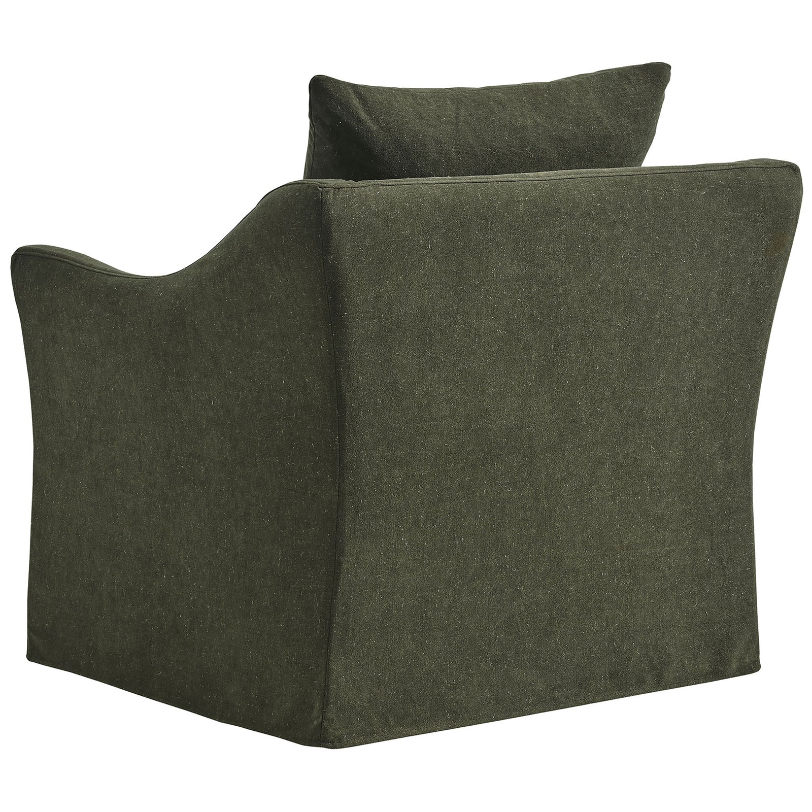 Supportive back cushion and tailored slipcover deliver a refined, relaxed silhouette all around || EEI-7312-SGE || back_angle_studio