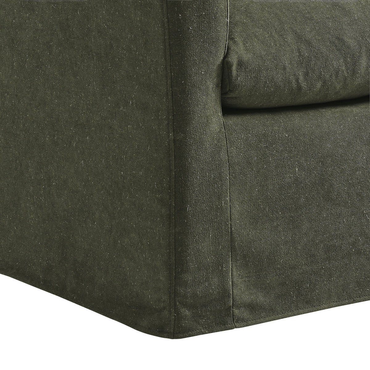 Durable linen-blend upholstery with neat seaming and a smooth, skirted base for a polished look || EEI-7312-SGE || leg_studio