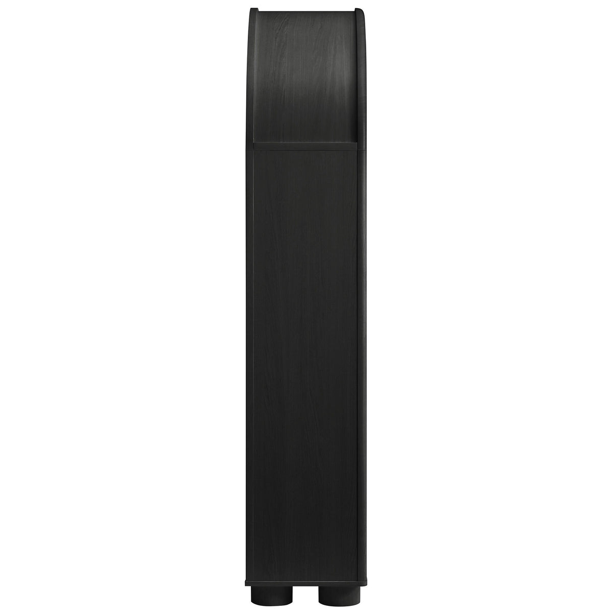 Slim silhouette with deep arched top and rounded feet in a black oak finish || EEI-7314-BLK || side_studio