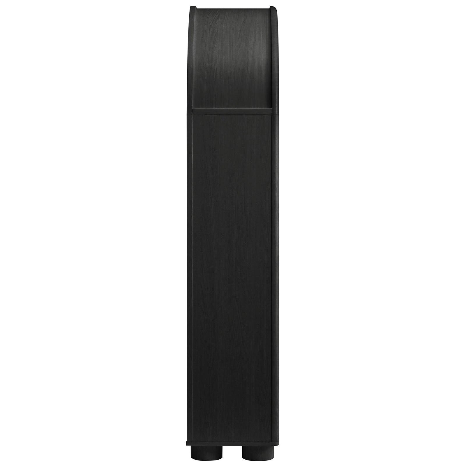 Slim silhouette with deep arched top and rounded feet in a black oak finish || EEI-7314-BLK || side_studio