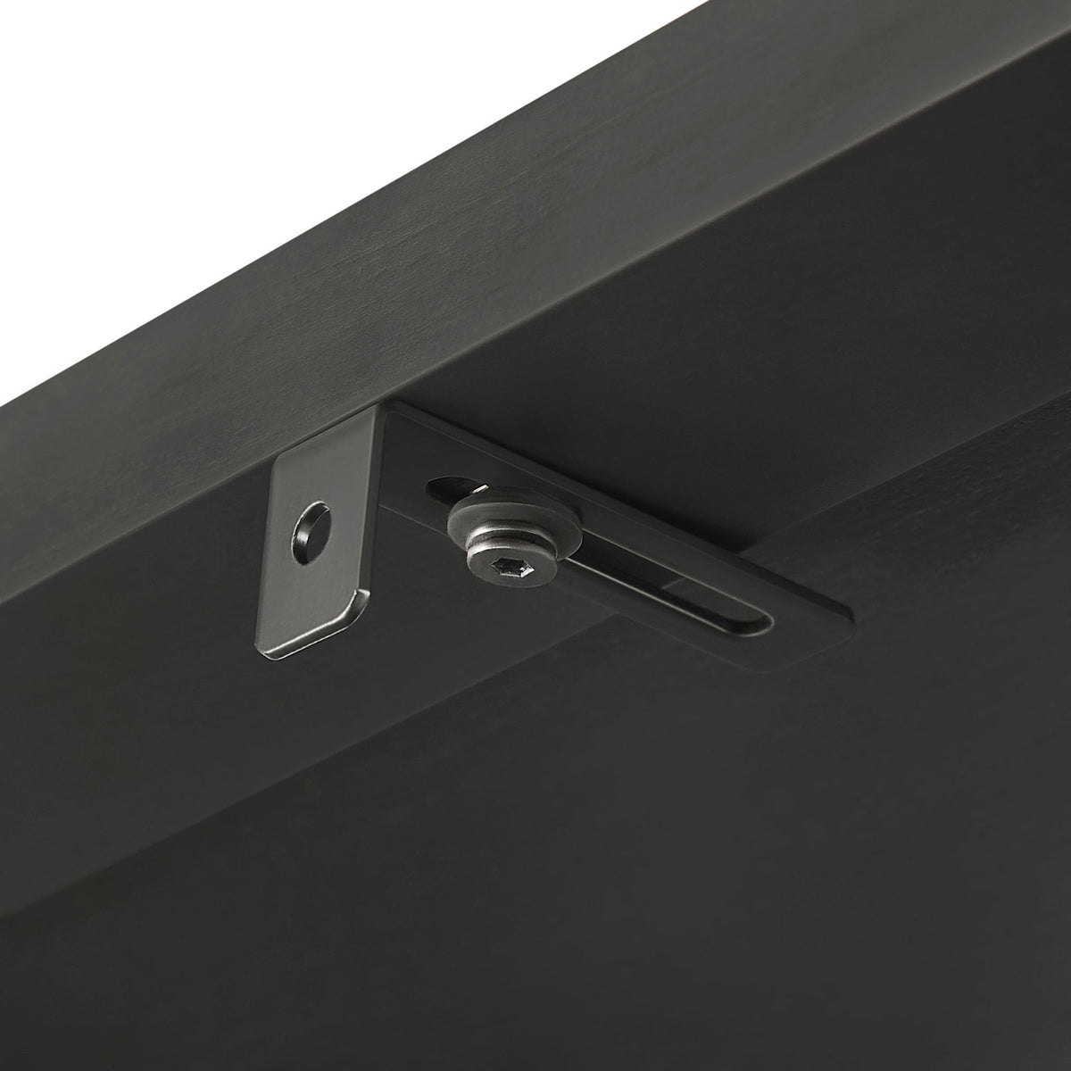 Anti-tip bracket hardware adds secure wall anchoring for extra stability || EEI-7316-BLK || detail_studio