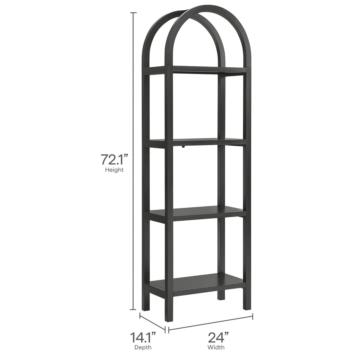 Dimensions: 72.1 in height, 24 in width, and 14.1 in depth for an elegant slim footprint || EEI-7316-BLK || dimension_studio