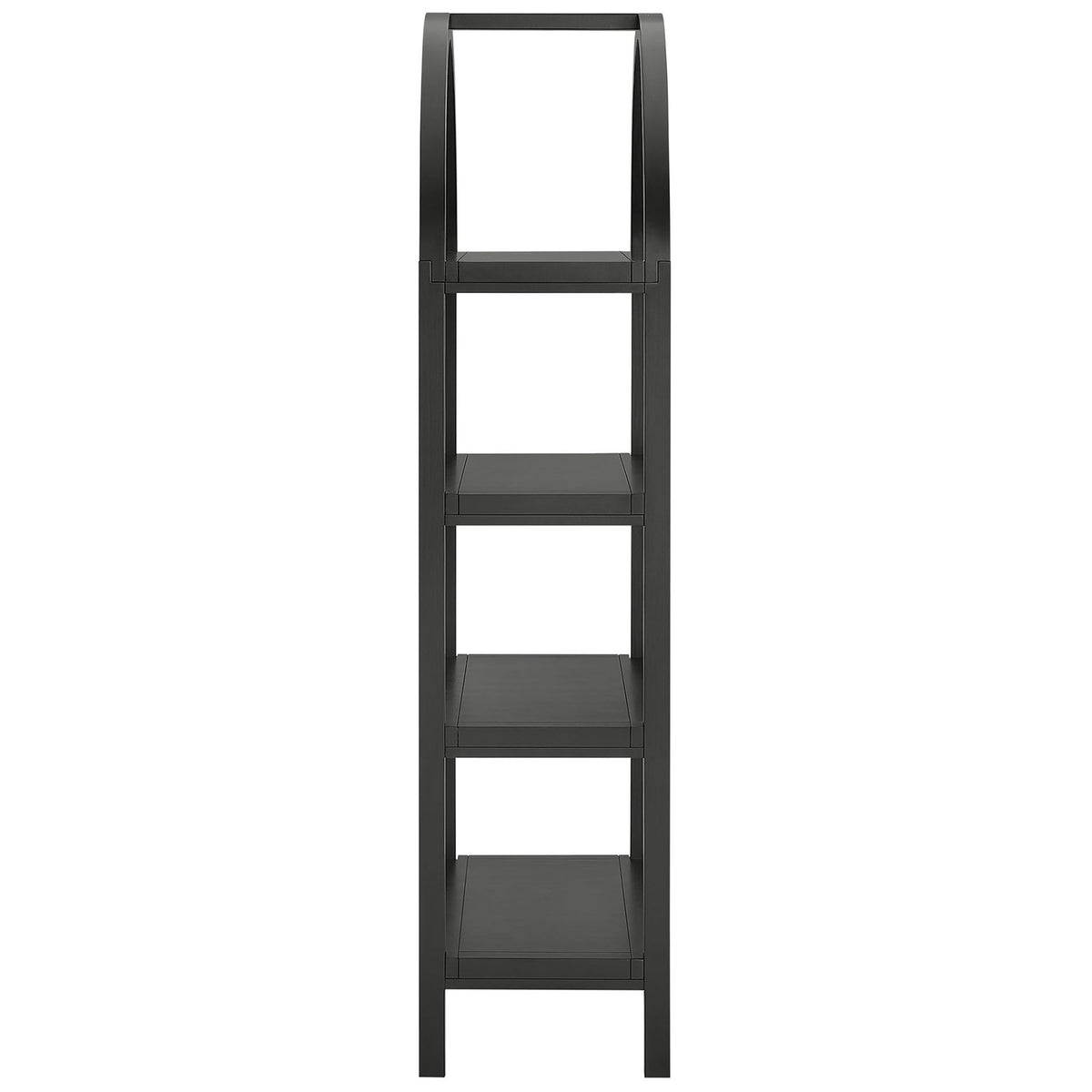 Slim silhouette highlights the arched frame and deep shelves in a clean black finish || EEI-7317-BLK || side_studio