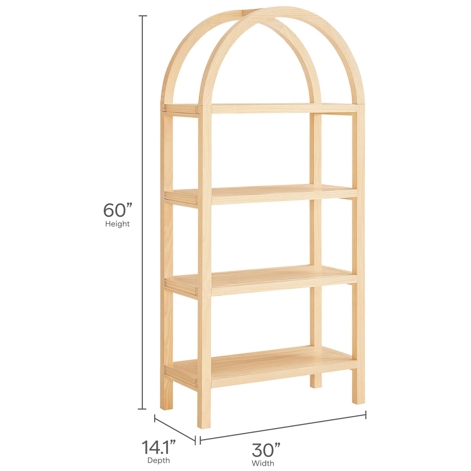 Measures 60 in. high by 30 in. wide by 14.1 in. deep to maximize storage without bulk || EEI-7317-NAT || dimension_studio