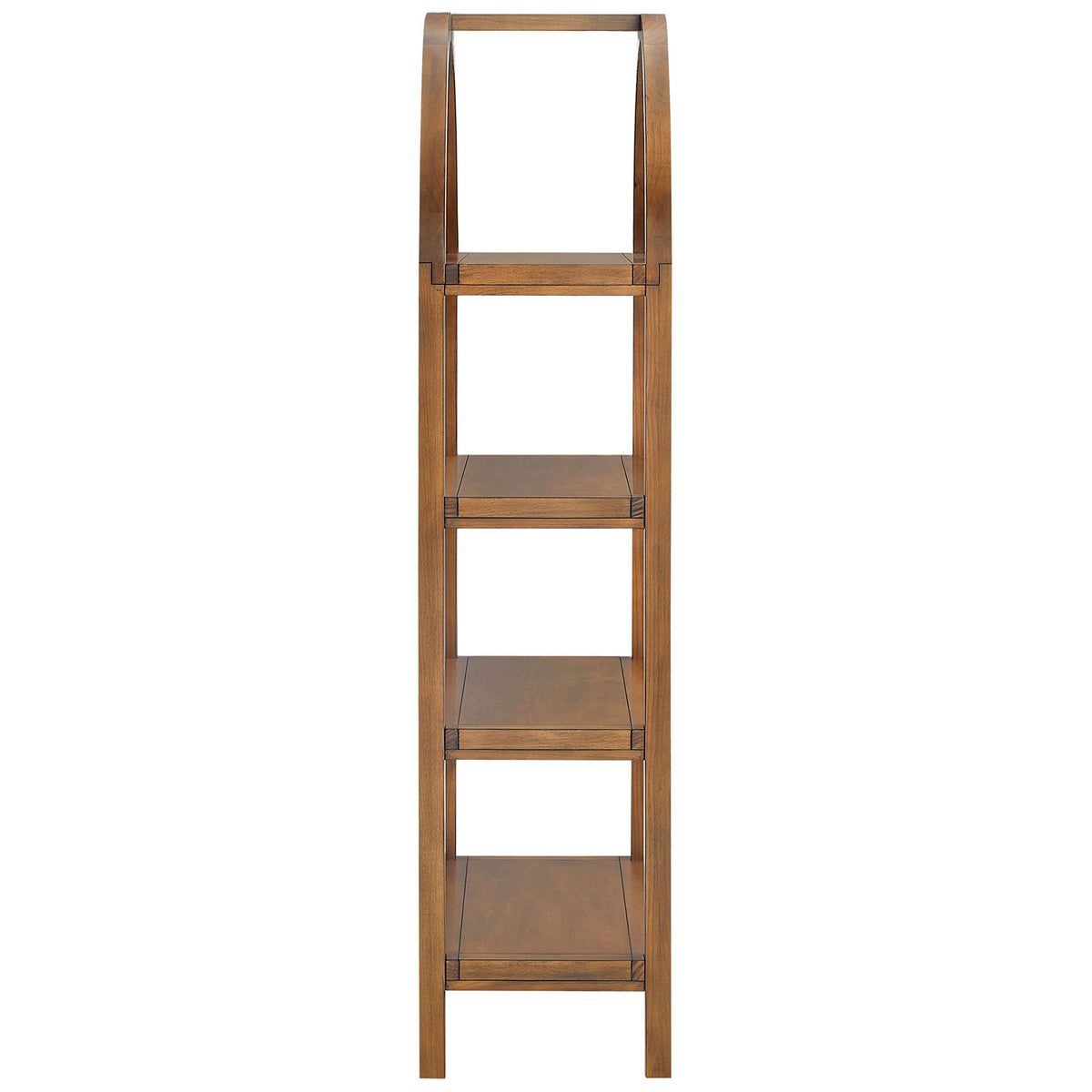 Slim profile showcases curved top and clean lines across four evenly spaced shelves || EEI-7317-WAL || side_studio