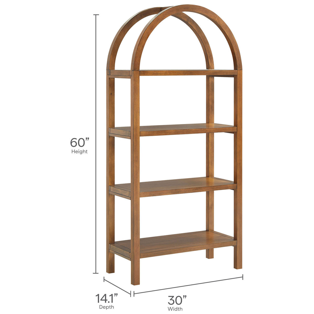 Space-smart 60 inch bookcase sized at 30 inches wide by 14.1 inches deep for versatile storage || EEI-7317-WAL || dimension_studio
