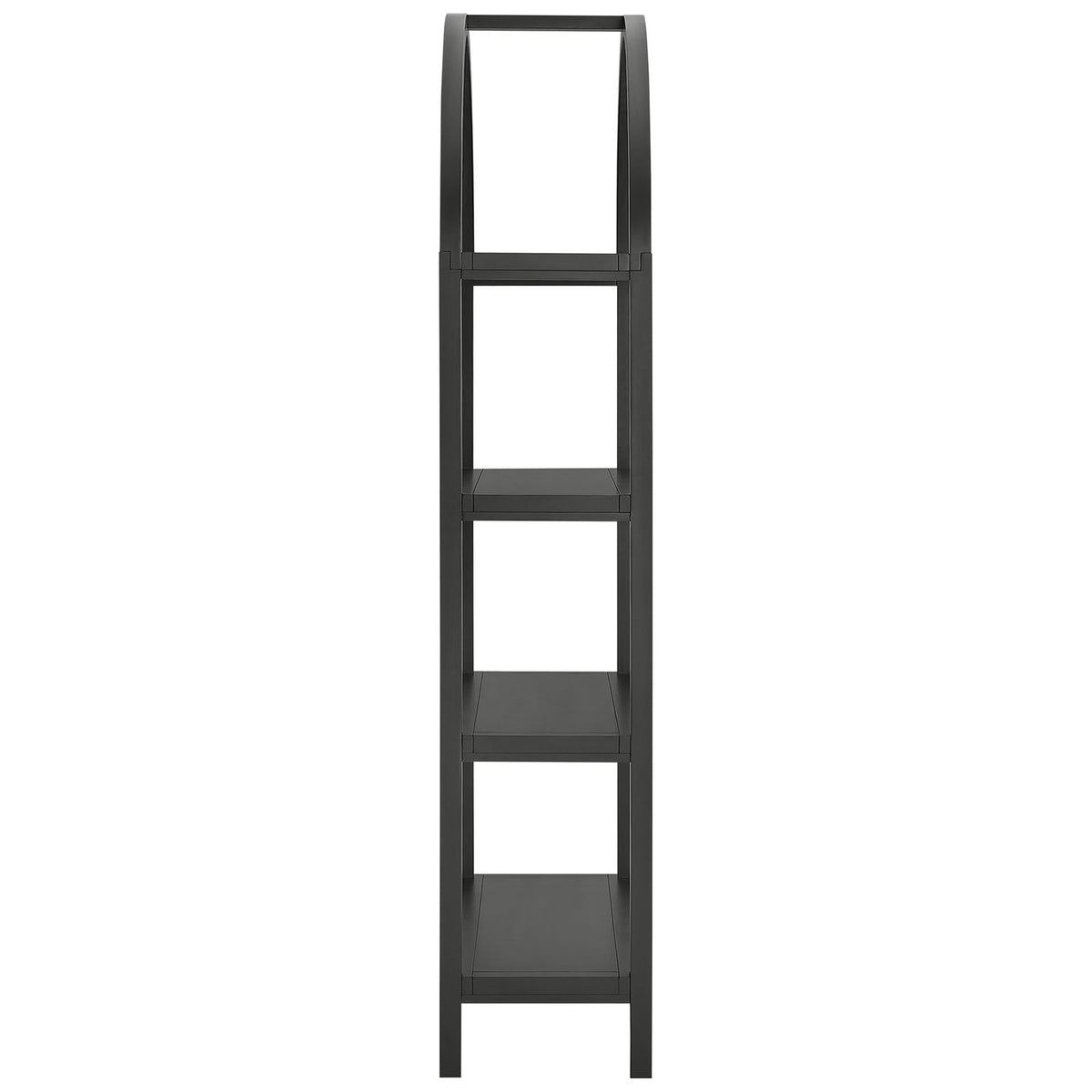 Sturdy 72-inch large arched bookcase in black with a broad stance and open design || EEI-7318-BLK || side_studio