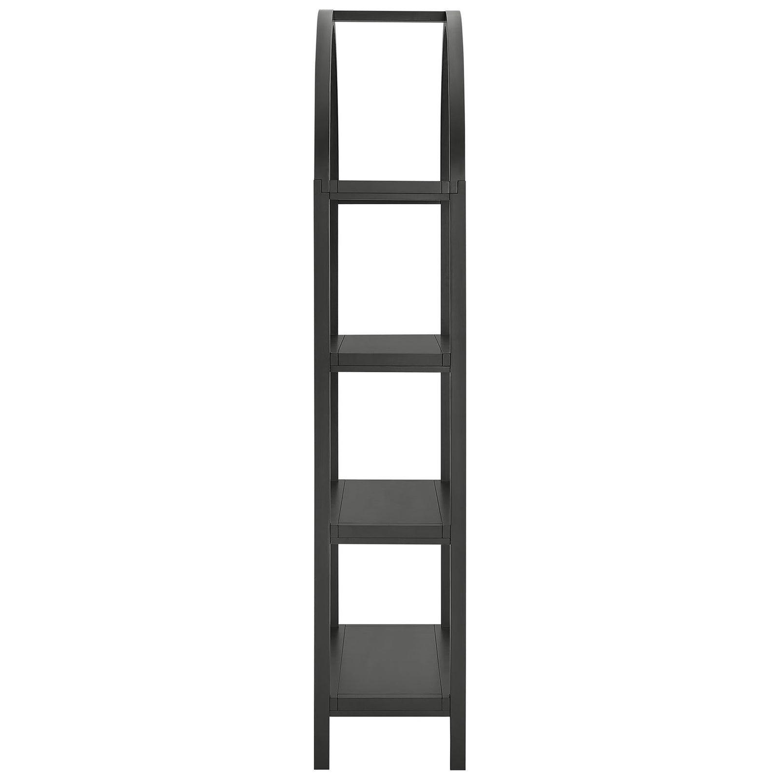 Sturdy 72-inch large arched bookcase in black with a broad stance and open design || EEI-7318-BLK || side_studio