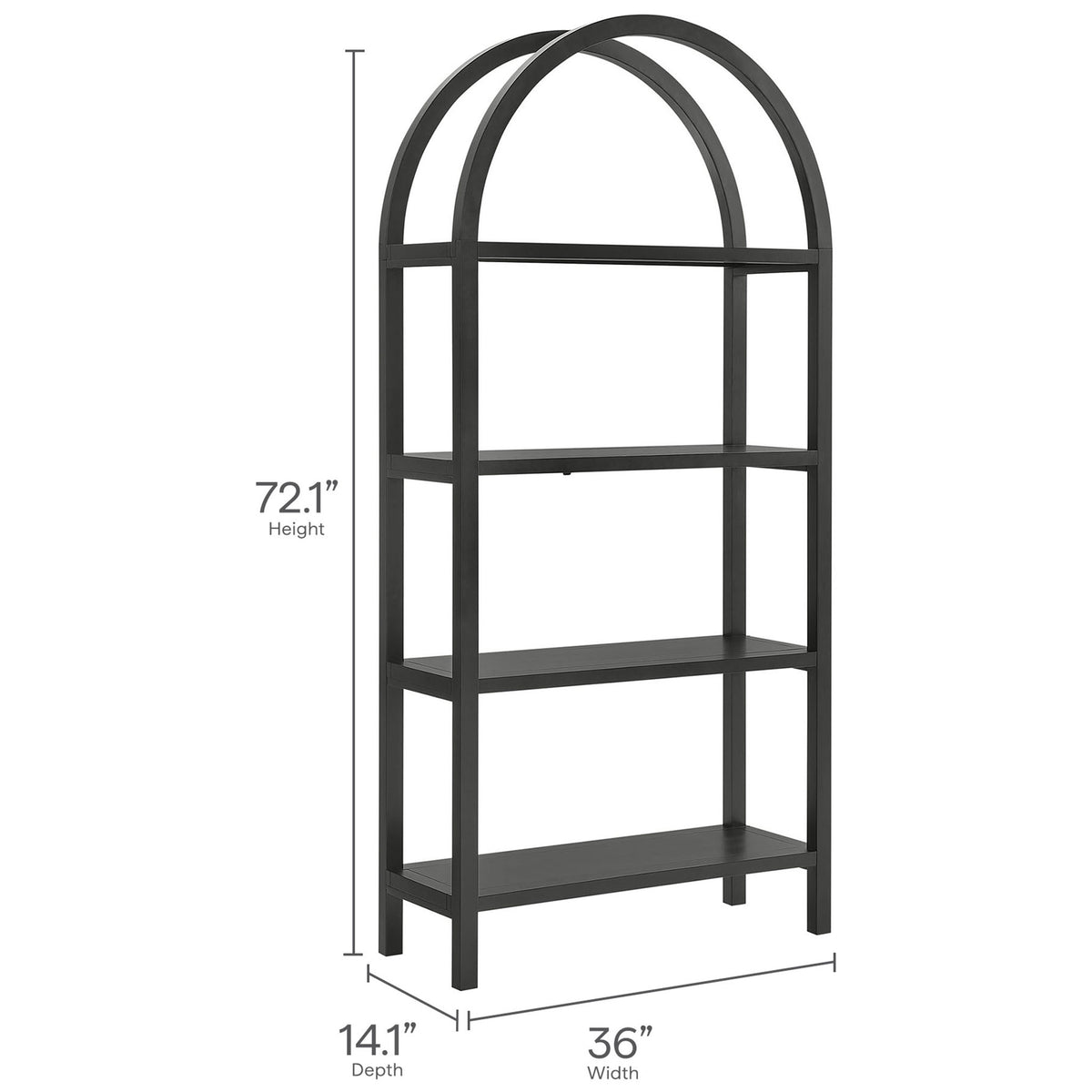 Dimensions: 72.1 in height, 36 in width, and 14.1 in depth suit larger spaces || EEI-7318-BLK || dimension_studio