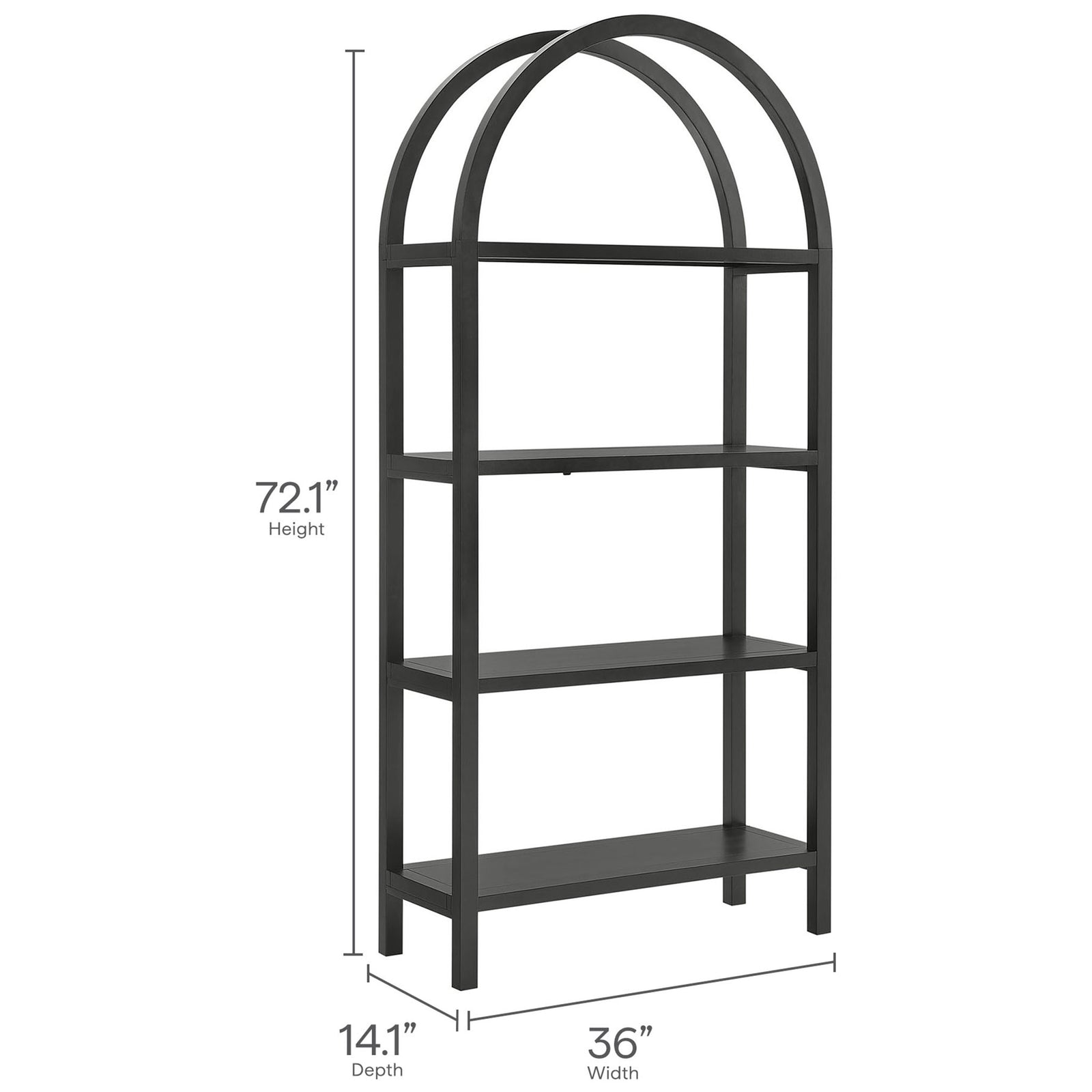 Dimensions: 72.1 in height, 36 in width, and 14.1 in depth suit larger spaces || EEI-7318-BLK || dimension_studio
