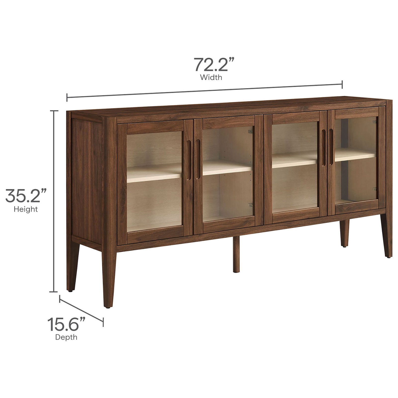 Nell sideboard shown with overall width, height, and depth dimensions for easy planning || EEI-7319-WAL-ASH || dimension_studio