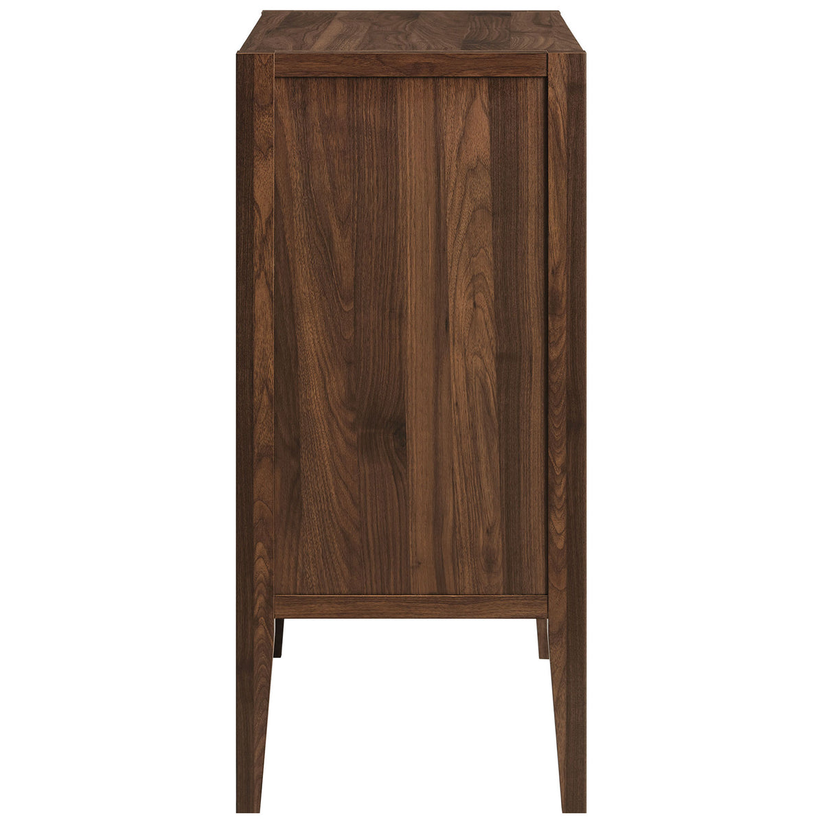 Slim walnut accent cabinet highlighting rich wood-grain panels and a clean, space-saving silhouette || EEI-7321-WAL-ASH || side_studio