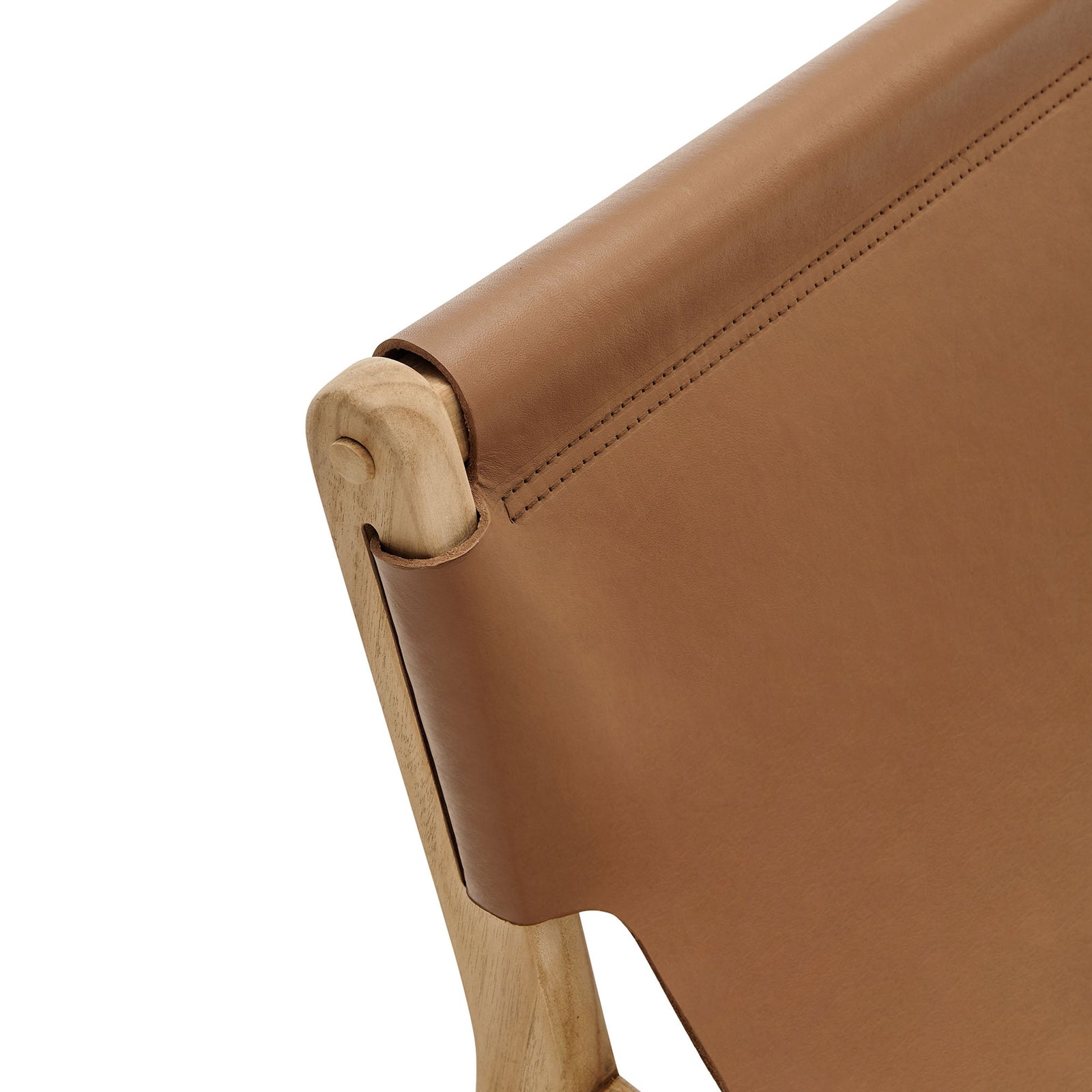 Smooth chestnut leather with neat topstitching wraps cleanly over the dowel || EEI-7324-CSN || detail_studio