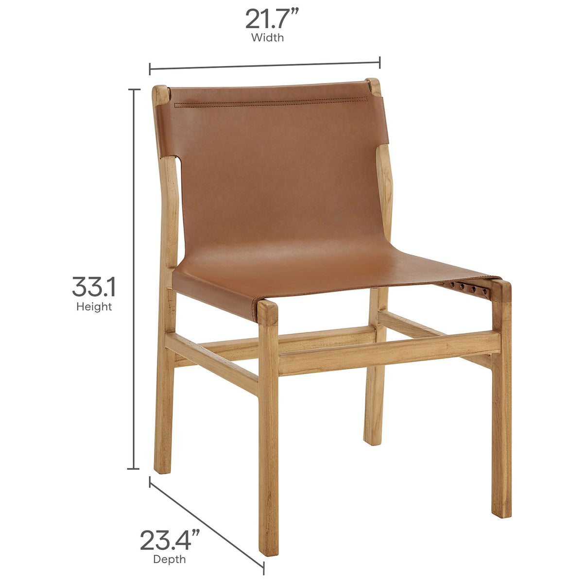 Dimension graphic for Sonora dining chair showing overall height, width, and depth measurements || EEI-7326-CSN || dimension_studio
