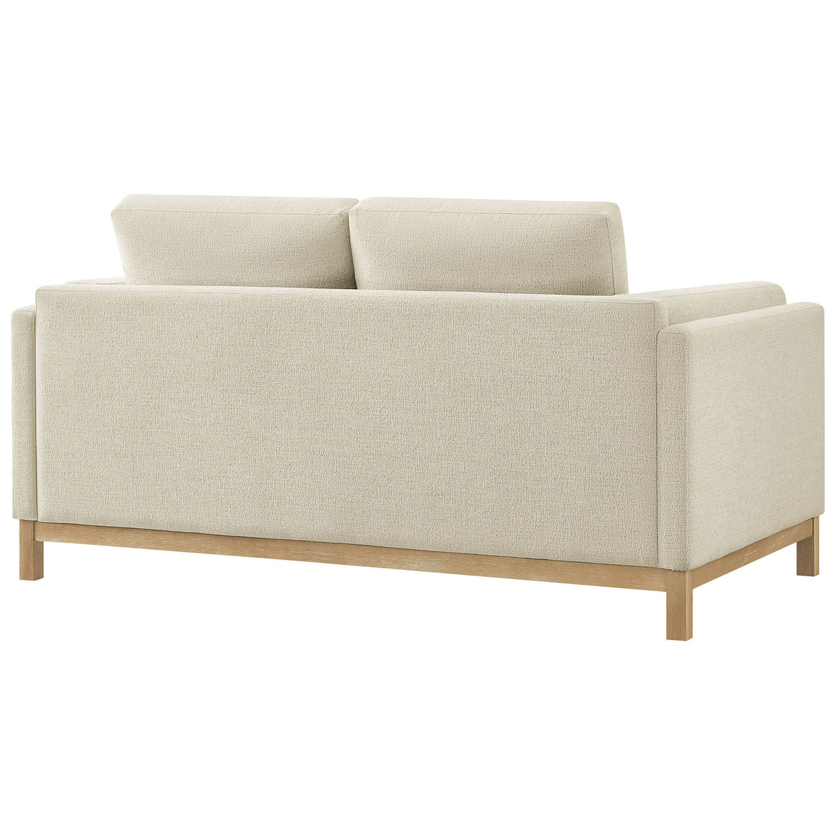 Clean-lined back cushions and wraparound arms emphasize the loveseat's tailored modern design. || EEI-7328-IVO || back_angle_studio