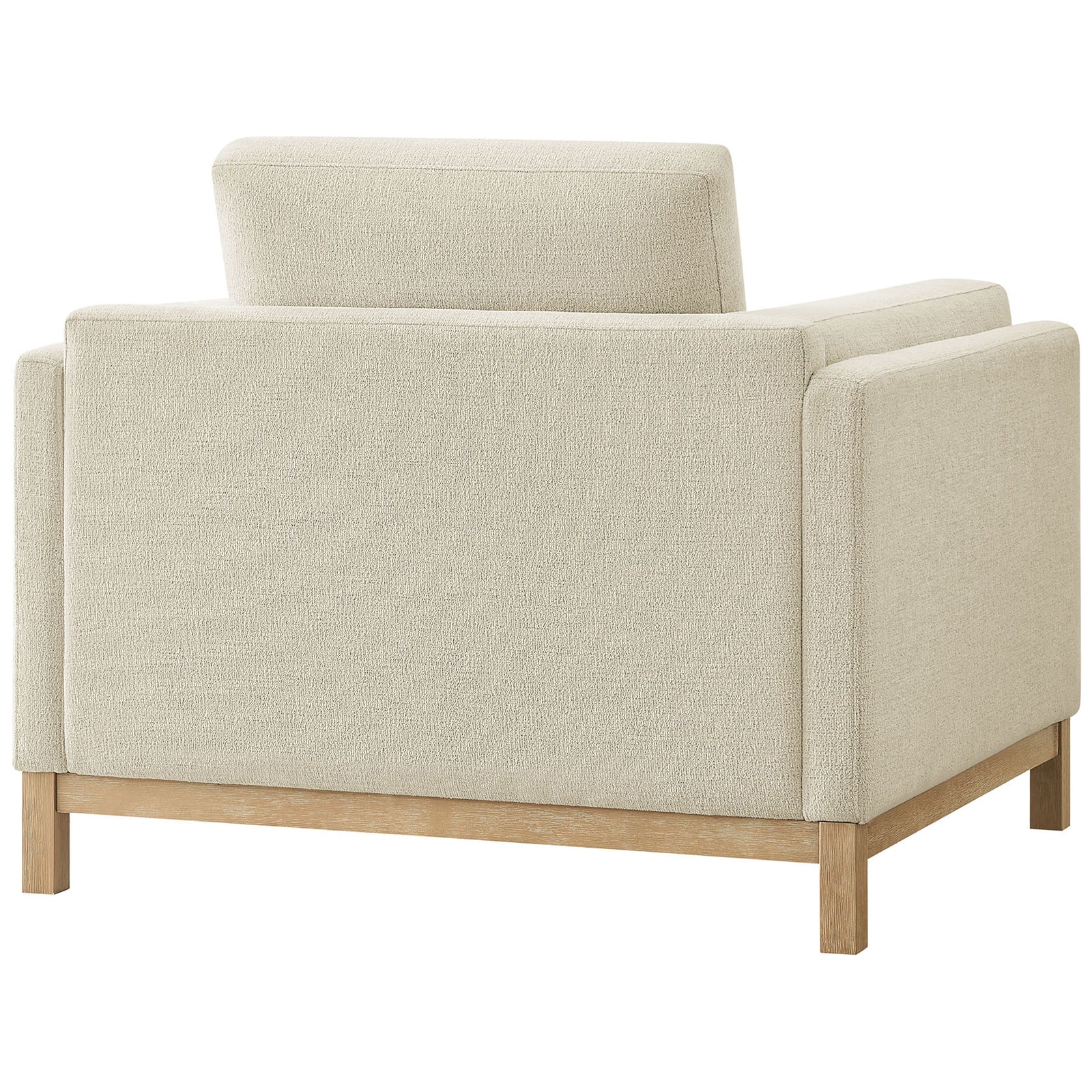 Tailored back and clean lines rest on a warm, weathered wood frame || EEI-7329-IVO || back_angle_studio