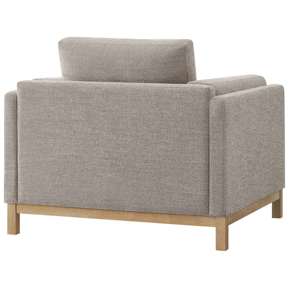 Clean-lined back in textured melange chenille over a sturdy wood base with square legs. || EEI-7329-PEW || back_angle_studio