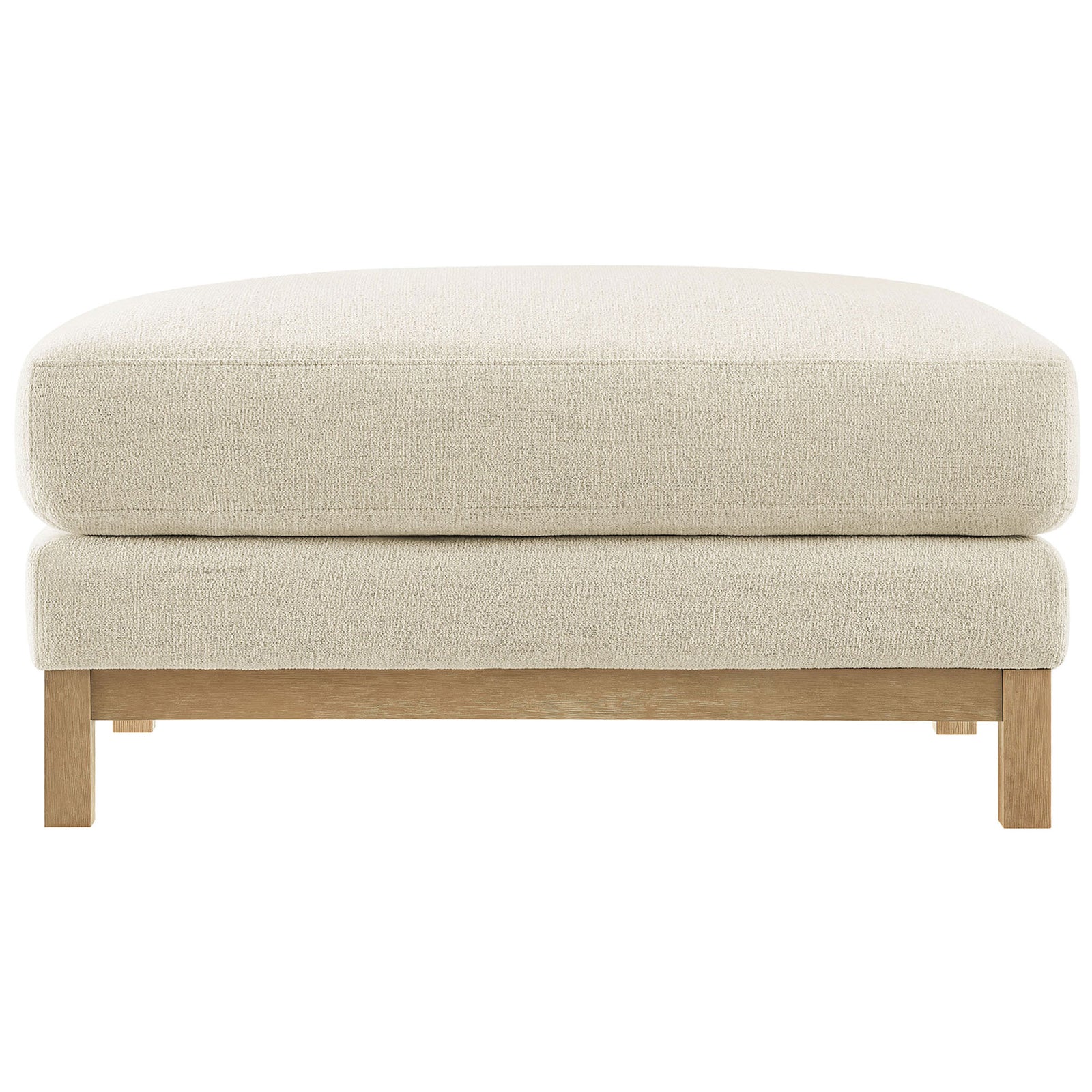 Ivory upholstered ottoman with tailored silhouette and kiln-dried wood frame || EEI-7330-IVO || front_studio