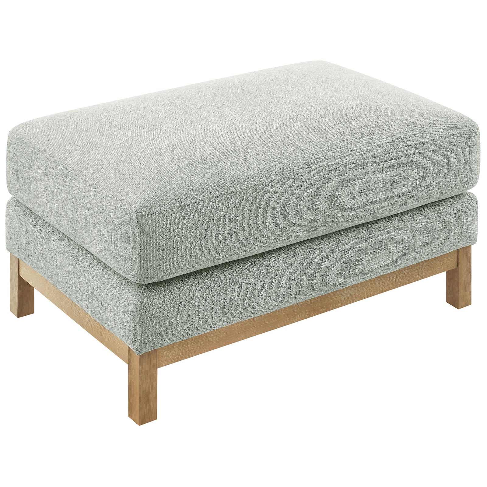 Softly textured mist ottoman with generous lounging surface and airy open base || EEI-7330-MST || front_angle_studio