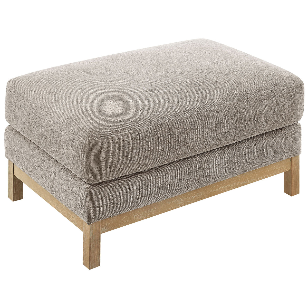 Spacious rectangular seat offers ample room for lounging, with soft pewter chenille upholstery. || EEI-7330-PEW || front_angle_studio