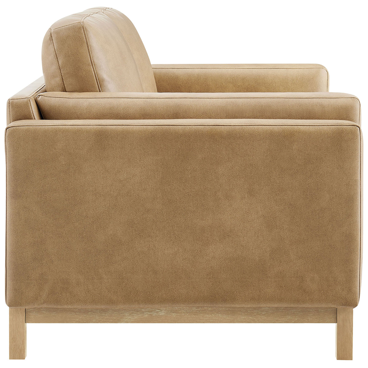 Roscoe vegan leather loveseat showcasing thick track arms and slim wood legs || EEI-7336-TST || side_studio