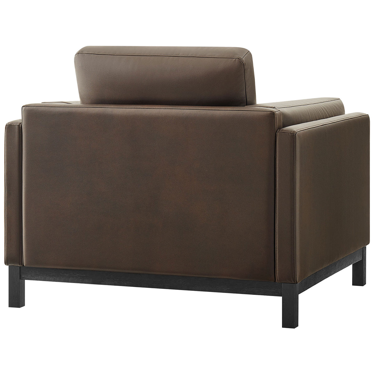 Tailored back and squared arms in smooth espresso vegan leather over a sturdy wood foundation || EEI-7337-ESP || back_angle_studio