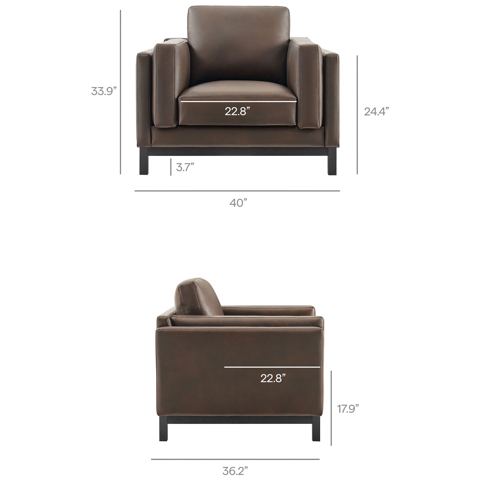 Spacious profile with 40-inch width and a deep 22.8-inch seat for lounge-worthy comfort || EEI-7337-ESP || dimension_studio