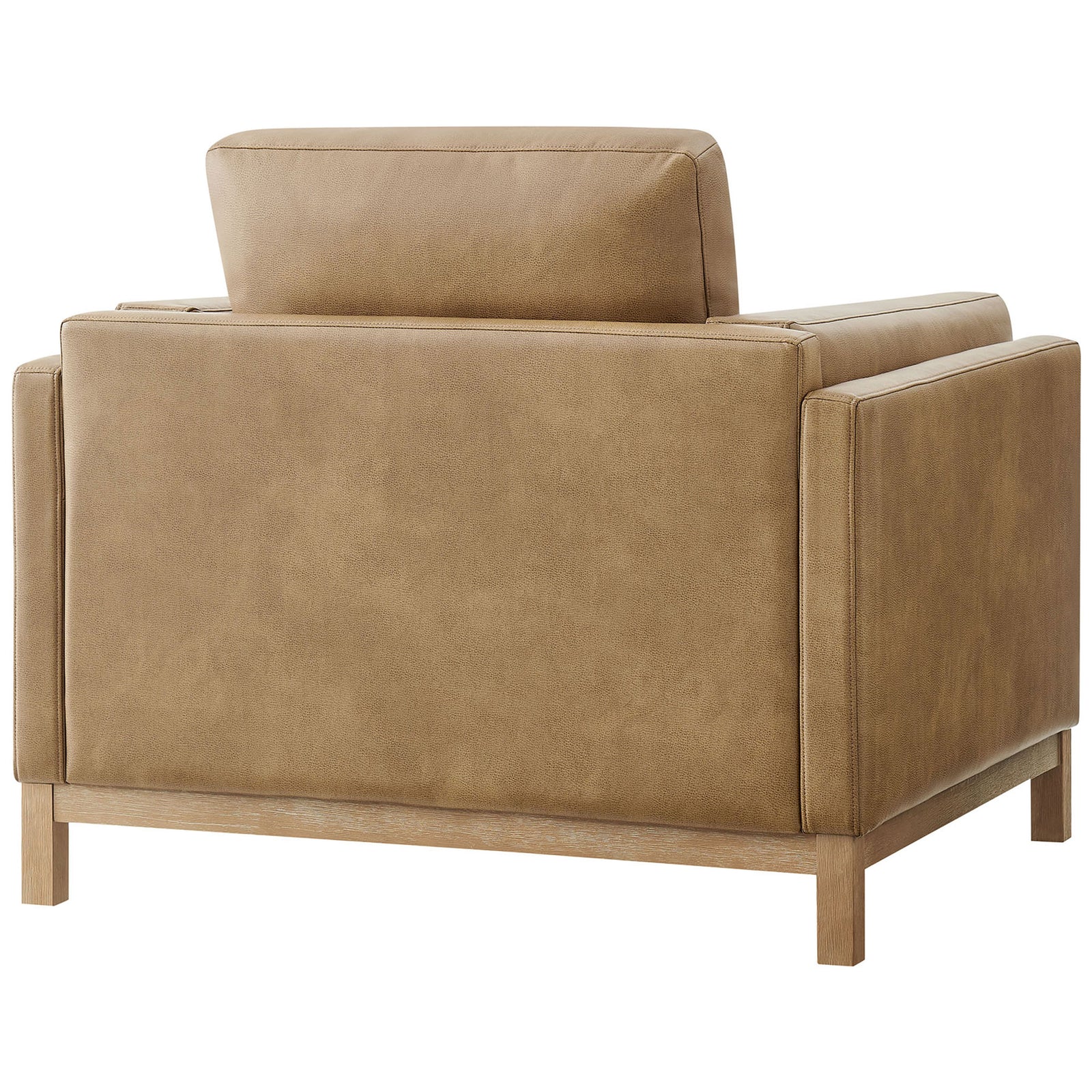 Structured back and clean lines with vegan leather upholstery over a sturdy wood frame. || EEI-7337-TST || back_angle_studio