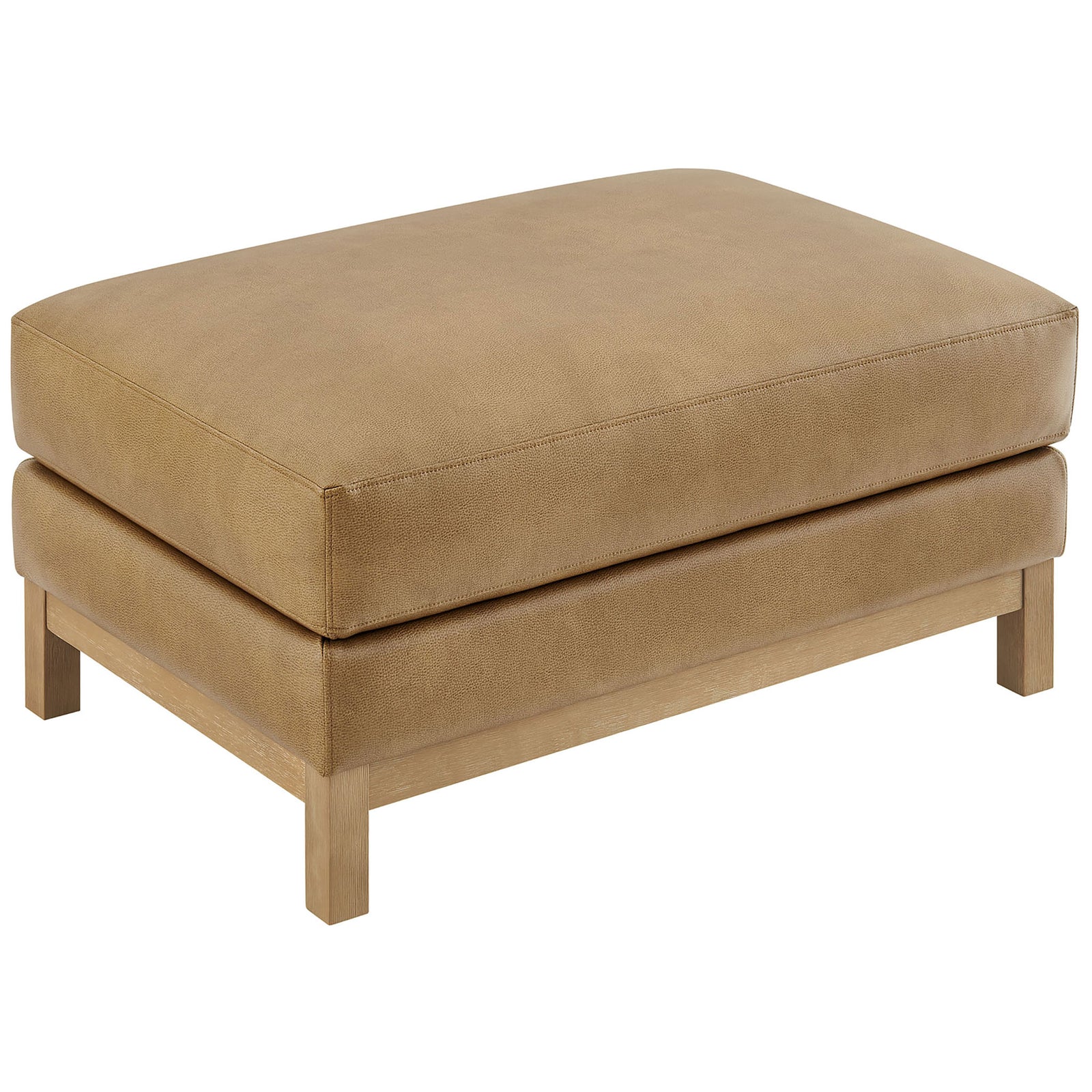 Softly padded vegan leather top creates a spacious surface on the Roscoe rectangular ottoman || EEI-7338-TST || top_angle_studio
