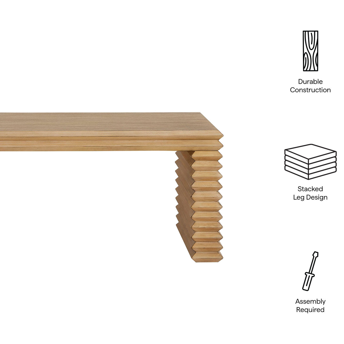 Durable MDF construction with oak veneer and stacked-leg styling for modern everyday use || EEI-7348-WOA || callout_studio