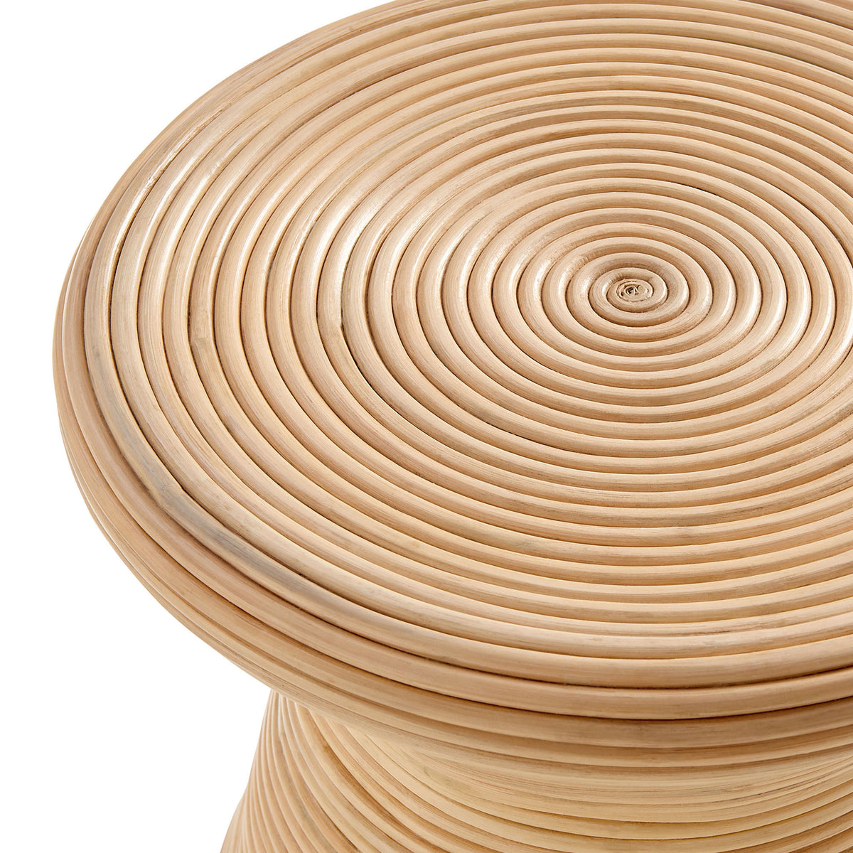 Tavi rattan side table top highlighting the warm natural finish and fine wrapping || EEI-7360-NAT || detail_studio