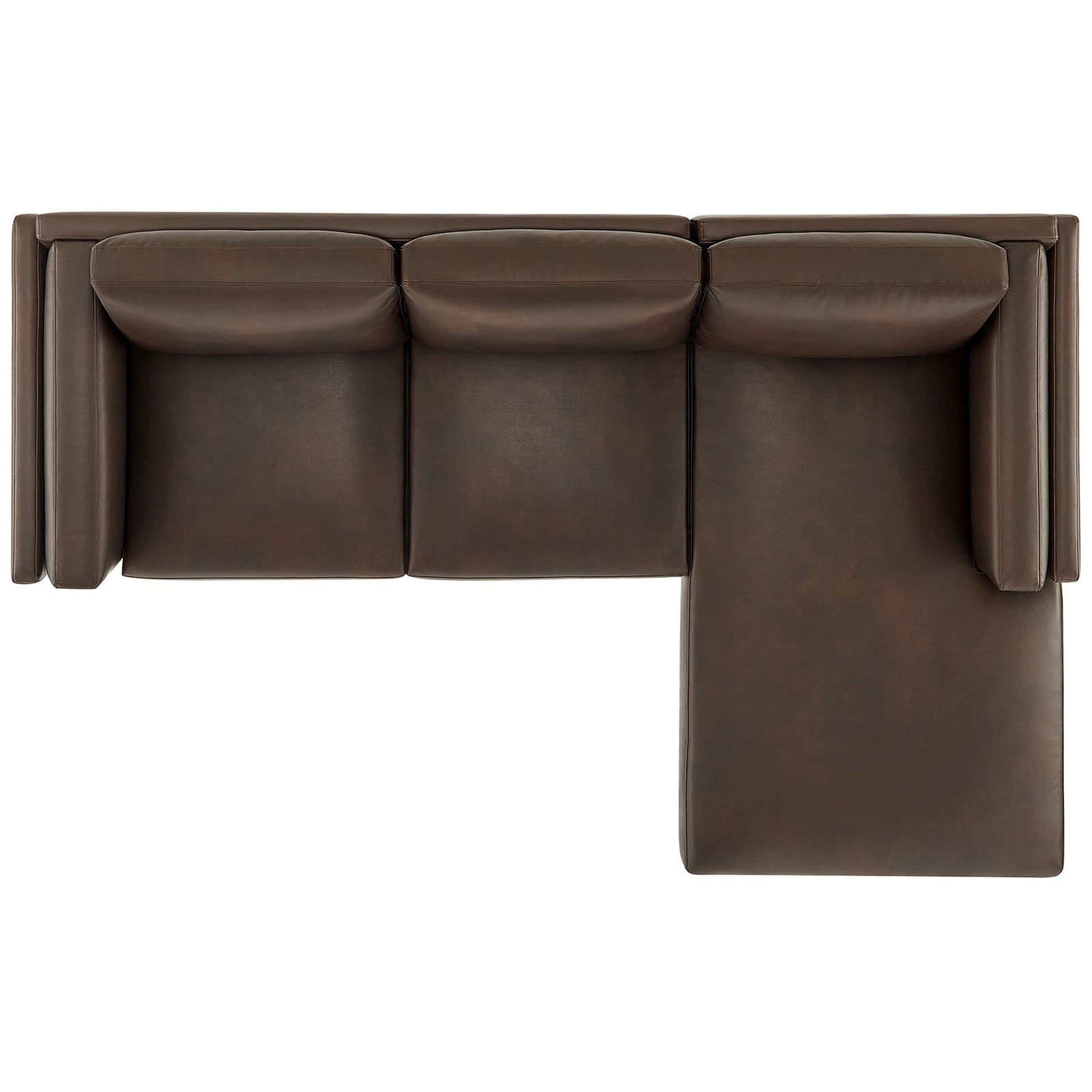 Roscoe right-facing espresso sectional layout showcasing long chaise and three plush back cushions || EEI-7377-ESP || top_studio