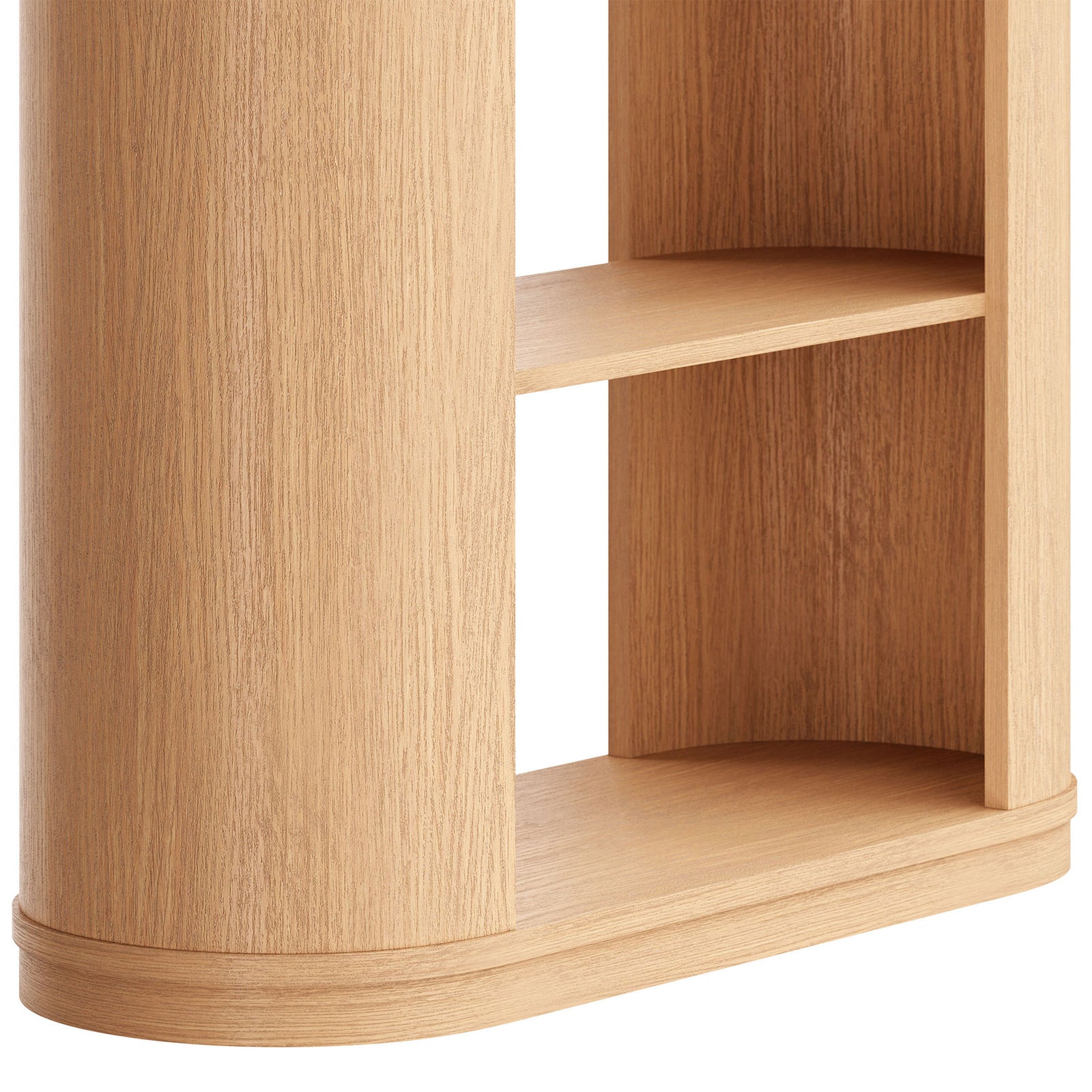 Rounded base and smooth shelf edges highlight the refined oak grain || EEI-7378-NAT || detail_studio