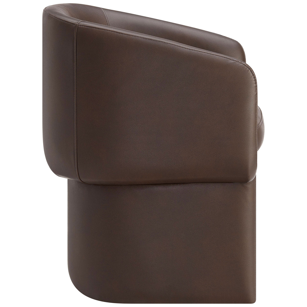 Espresso vegan leather barrel chair with smooth side panel and plush seat cushioning || EEI-7383-ESP || side_studio