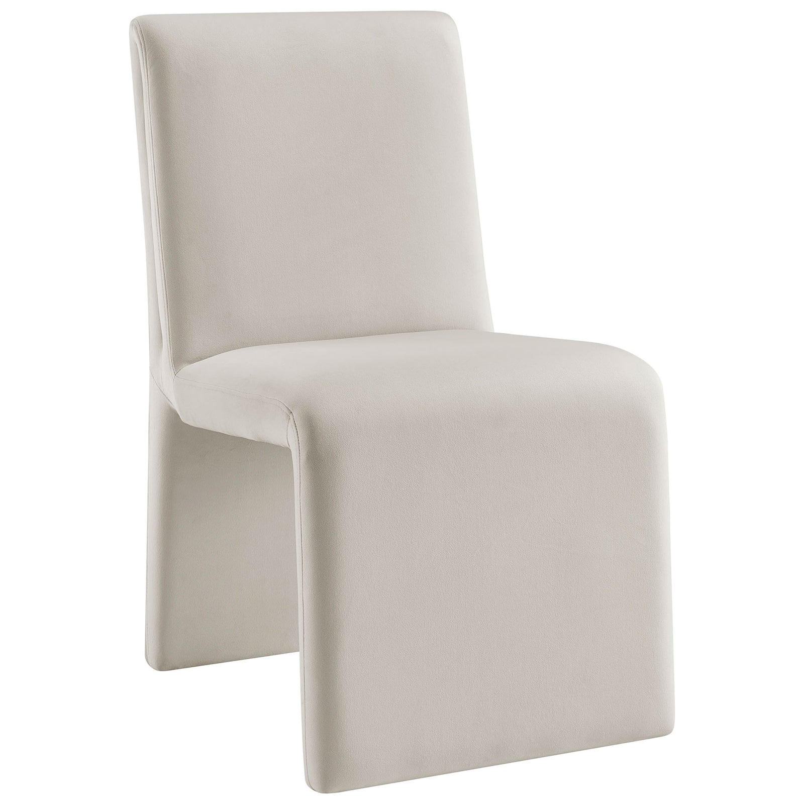 Alabaster performance velvet dining chair with sleek waterfall base and refined armless silhouette || EEI-7384-ALA || front_angle_studio